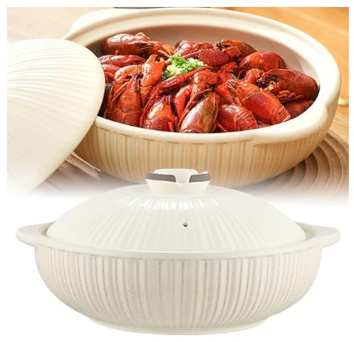 Marmite en céramique, faitout japonais en poterie Donabe, rond en grès résistant à la chaleur, casserole, faitout(White)