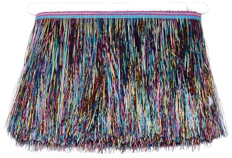 letsinstyle 5 Yards Lametta Fransenband 6 Zoll Fransenbesatz Aus Metallfolie Tanzkostüm Fransen Kleidung Zubehör DIY Handwerk Latin Bühne Kleid Glänzende Folie Wirkung Party Decor