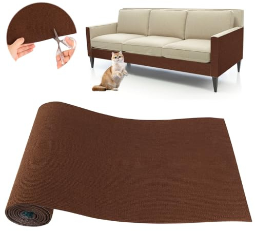 Kratzmatte Selbstklebend Kratzschutz Sofa Katze: DIY Kratzbrett Katze Kratzteppich Katzen Wand - AntiKratz Tape für Katzenständer, Katzebäume, Katzemöbel und Couch Schutz (Dunkelbraun, 40×200cm)