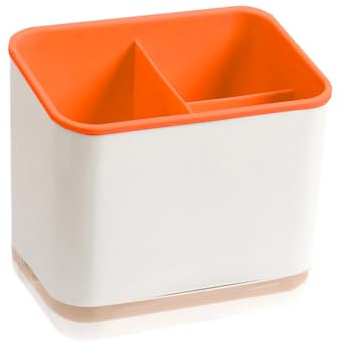 KEINEUX Cutlery Drainer, Utensil Holder Sink Caddy Dish Drying Rack, Kitchen Organizer Accessories for Flatware Silverware Chopsticks Knives Forks Spoons Spatula(Orange)