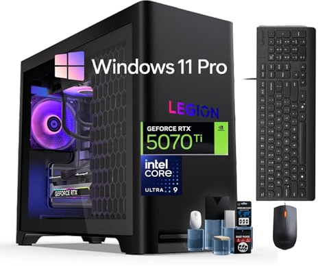 Lenovo Legion Tower 5i Gen 10 Gaming Desktop, Intel Ultra9 275HX (24 Core), GeForce RTX 5070 Ti, 200W Liquid Cooling, USB KB & Mouse & Accessories, Win 11 Pro, 32