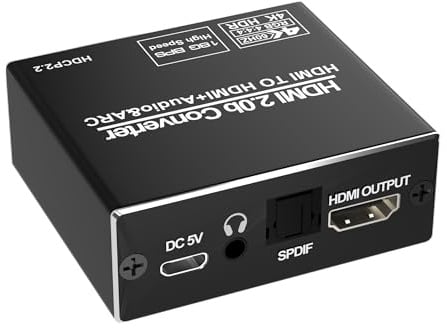 HDMI Audio Extractor, 4K@60Hz HDMI ARC Audio Extractor Splitter, TV to Optical Toslink SPDIF & 3.5mm Stereo Output, Supports HDCP 2.2 DTS 5.1 for Soundbar, Home Theater PS5/PS4/PS3/Blu-ray/HDTV