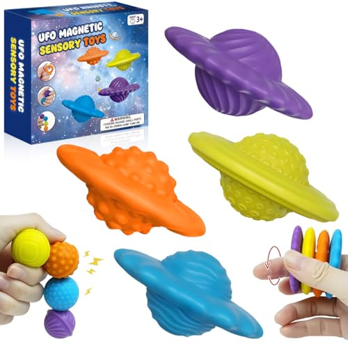 4PCS Magnetische Fidget Toys, Magnetische Sensorik Spielzeug, Fidget Toys Erwachsene,Sensory Stones -Texturierte Sorge Stein Sensorische Spielzeug Kinder Mit Autismus