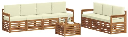 vidaXL Sofagarnituren 8 pcs Natur und Creme Massivholz Akazie, Moderne Garten-Sofa-Ecke, Bequeme Sitzgruppe für Terrasse, langlebig und stylisch