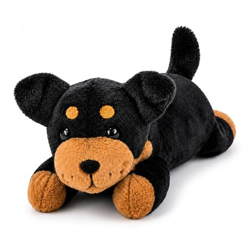 Carehabi Kuscheltier Hund Rottweiler Plüschtier 33 cm Weiches Stofftier Welpe, plüschtier Hund für Kinder Babys und Kleinkinder Kuschelhund Geschenk für Mädchen und Jungen
