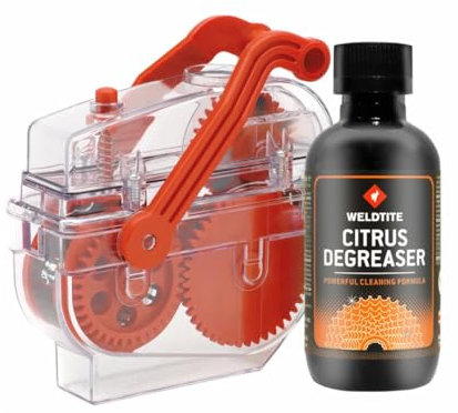 WELDTITE Chain Cleaning Machine for Bikes, Includes Biodegradable Citrus Degreaser, 75 ml