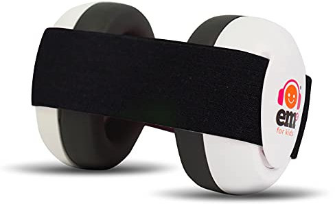 Ems for Kids Cache-Oreilles pour bébé – Blanc avec Noir. Le Cache-Oreilles Original pour bébé, Maintenant fabriqué aux États-Unis. Idéal pour Les Concerts, Les Festivals de Musique, Les Avions, Les
