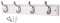keypak 4-Hook Wall-Mounted Coat Rack, 45cm - White Wooden Board, Satin Nickel Coat Hooks - Fixings Included
