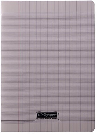 Calligraphe 18026C Un Cahier Agrafé Gris (une Marque de Clairefontaine) - A4 21x29,7 cm - 48 Pages Grands Carreaux - Papier Blanc 90 g - Couverture Polypro Transparent