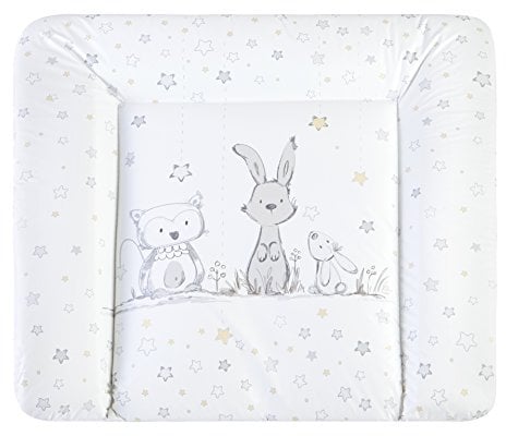 Julius Zöllner Wickelauflage Softy 65x75 cm - Wickelunterlage - wasserdicht und abwischbar - Made in Germany – Oeko-Tex Standard 100 – Häschen und Eule