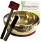 Sangha Gold Therapie Klangschale 900-1000g Handarbeit Nepal + Peter Hess BUCH 5-tlg Klangmassage Set + Klöppel & Zubehör. 70061