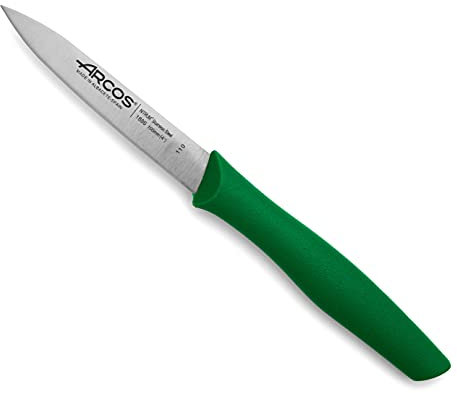 Arcos Serie Nova - Cuchillo Mondador - Hoja de Acero Inoxidable de 100 mm - Mango de Polipropileno Color verde