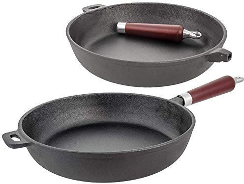 KING HOFF Kinghoff Hochwertige Premium-Gusseisen-Bratpfanne Master Class Non Stick mit abnehmbarem Griff. Sehr Solider, Stabiler Eisenguss (20 cm)