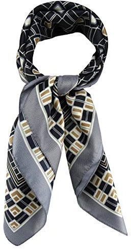 TigerTie Damen Nickituch Halstuch in silber schwarz anthrazit beige gemustert - Größe 60 x 60 cm