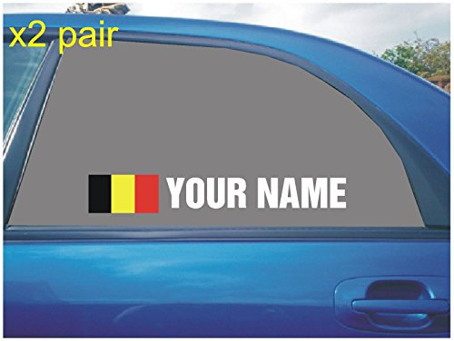 Aufkleber für Autofenster, Motiv: Rally-Rennen, mit Belgien-Flagge, Weiß, 2 Stück