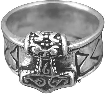 Kiss of Leather Fingerring Thorshammer aus 925 Sterling Silber, Gr. 52-80 (68 (21.6))