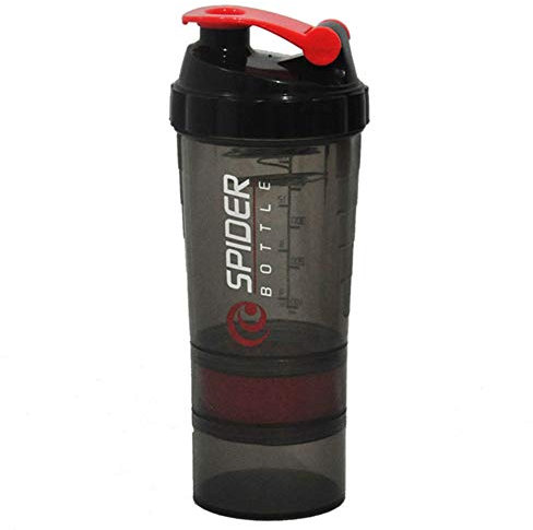 Harwls 3 in 1 Shaker Bottle Milkshake Protein Powder Mixer Sports Water Bottles with Mesh Grid BPA Free Spider