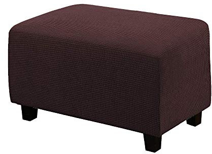 WINS Housse Ottoman Housse de Protection pour Repose-Pieds rectangulaire Housse de Pouf Carre Extensible Housse de Ottoman canape Pouf rectangulaire Marron foncé