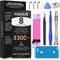 Battery for iPhone 8, 2024 Upgraded 3300mAh Higher Capacity New 0 Cycle Replacement Battery for iPhone 8 Models A1863, A1905, A1906 with Professional Tools Kit