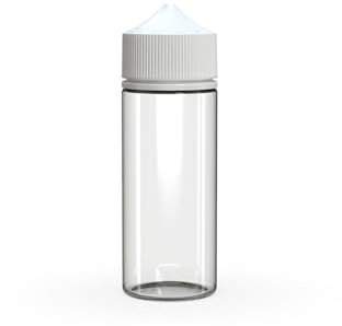 Copackr Chubby Gorilla - V3 5x 120ml PET-Flaschen für Flüssigkeit - Tropfflaschen (klare Flasche mit Weiße Verschluss, 120 ml)