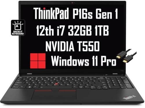 Lenovo ThinkPad P16s Mobile Workstation Business Notebook (16 inch FHD+, Intel 12-Core i7-1260P, 32GB RAM, 1TB SSD, NVIDIA T550), Backlit Keyboard, Webcam, Wi-Fi 6E, IST Cable,