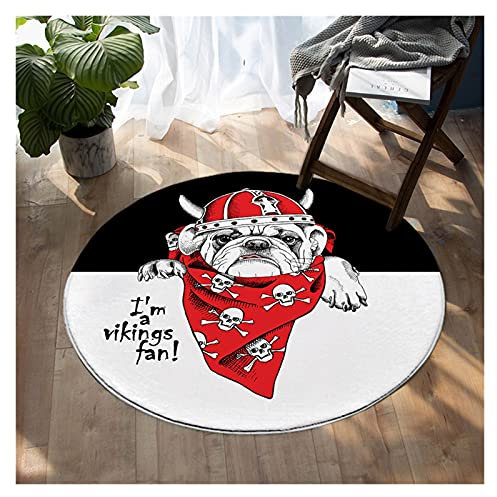 YWJFASHION Runder Teppich Cartoon Weicher Bodenmatte Netter Hund Wohnzimmer Teppich Spielmatte Für Kinderzimmer (Color : 6, Size : Diameter 80cm)
