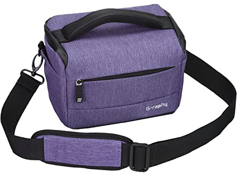 G-raphy Kameratasche Kameratasche DSLR SLR Tasche Wasserdicht Stoßfest Tragbare Kamerataschen für Fotografen mit PU-Ledergriff Kamera-Zubehör für Männer Frauen (lila)