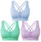 SEGRILA Damen Sport BH Set Ohne Bügel Kreuz Rücken Yoga Bustier Gepolsterter (Blau,Lila,Grün XL)