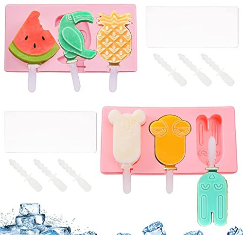 Steemjoey Eisformen Silikon 2er Set, 6 Stück Mini-Eisform Popsicle Form mit Deckel, BPA frei, für kreatives DIY-Eis für Kinder und Erwachsene
