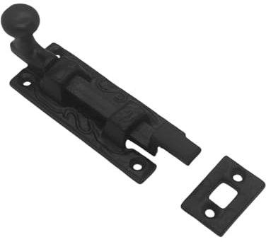 Vibe Door Bolt Necked 75mm on Black Antique, Surface Mounted Door Bolt, Sliding Door Lock, Lock Bolts for Securing Internal Doors for Bedrooms, Bathrooms, Storage Units and Cupboards
