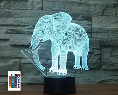 SUPERRUIDALONG 3D Elefant Fernbedienung 16 Farben Nachtlichter Illusion Acryl LED Tischlampe Nachttischlampe Kinder Schlafzimmer Schreibtisch Dekor Geburtstag Geschenke Spielzeug für Kinder