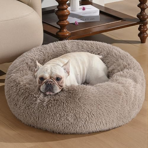 Western Home Hundebett Run, Katzenbett Flauschig, Hundekissen Kleine Hunde,Hundebett Waschbar,Hundekorb,Katzenkorb Zum Schlafen 91 cm,Braun