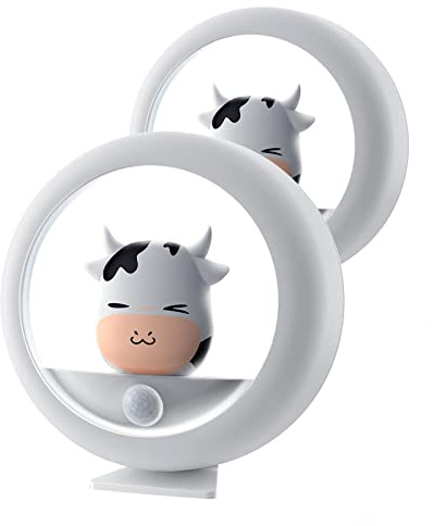 AIMILAR Motion Sensor Toilet Night Light, Rechargeable USB Bathroom Night Light for Kids & Baby, Magnetic Portable LED Nursery Light, 2 Pack (Cow Design)
