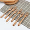 Paquete de 5 tenedores de madera, mango largo, reutilizables, estilo japonés, hechos a mano, para postres, patatas fritas, aperitivos, cereales, frutas, ensalada