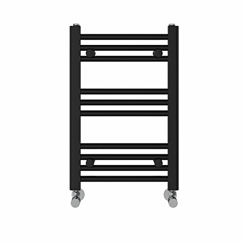 NRG Heated Towel Rail Black Bathroom Straight Ladder Radiator Rad 600×400mm