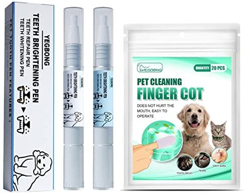Pet Teeth Repairing Gel & Teeth Cleaning Pads Kit, Dental Care Kit for Dog & Cat - Dental Breath Freshener with Finger Toothbrush Wipes for Dogs, Tartar and Plaque Remover for Teeth Cleaning