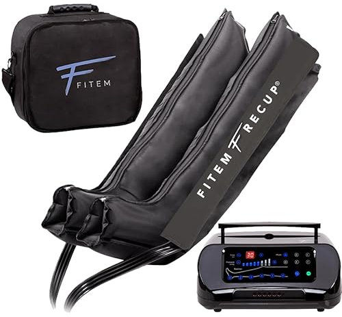 Fitem Bottes de Pressothérapie 6 chambres - 6 modes de Massage - Massage Jambes, pieds - Drainage lymphatique, Jambes Lourdes, Œdème, Lymphoedème, Lipoedème, Cellulite - Récupération Sportive