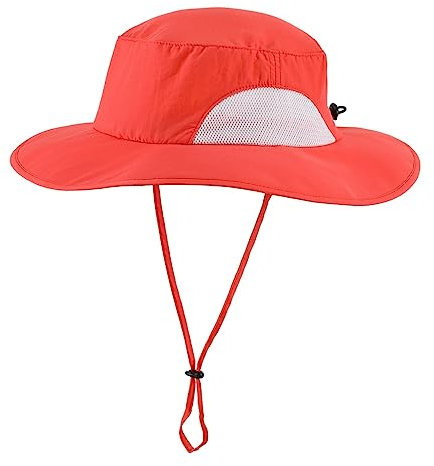 Magracy Herren-Sonnenhut mit UPF 50+ breiter Krempe UV-Schutz Safari-Hut für Damen Angeln Wandern Gartenarbeit Rot
