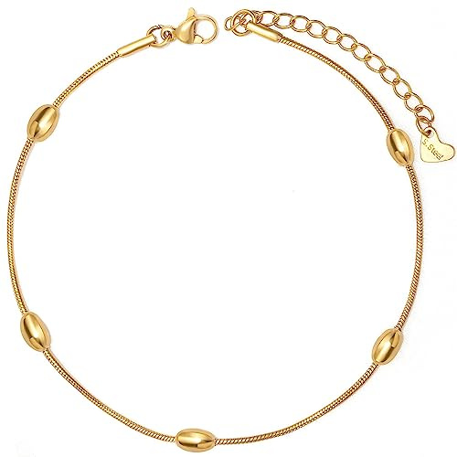 YeGieonr Bracelet Cheville Femme Or, Plaqué 18K Or Acier Inoxydable Réglables Bracelets de Cheville pour femme Accessoires d'été