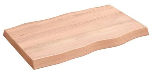 vidaXL Tischplatte, Holzplatte für Tisch Esstisch Couchtisch, Massivholzplatte Handgefertigt mit Baumkante, Ersatztischplatte, Hellbraun 80x50x(2-6) cm Massivholz Behandelt