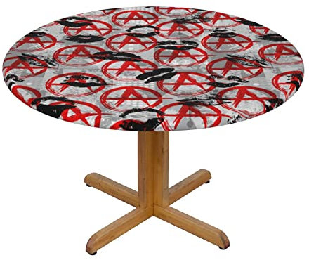 FWJZDSP Mantel Redondo con símbolo de anarquía de Besos Negros, Mantel para el hogar, Cocina, Comedor, Patio al Aire Libre, 40 y 50 Pulgadas