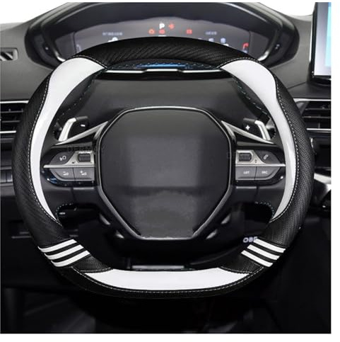 BIVOO Lenkradbezug 35CM Für Peugeot 208 Für E208 2020 2021 2022 Auto Lenkrad Abdeckung Carbon Fiber PU Leder Auto Zubehör Lenkradschutz (Farbe : 3)