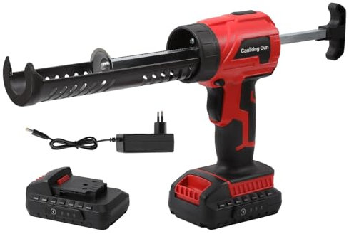 Akku Kartuschenpresse,Elektrische Kartuschenpresse,4 Stufen Durchfluss,Einstellbare Drehzahl,inkl 2000mah Akkus und Ladegerät,Silikonspritze elektrisch für Abdichten,Spachteln,Abdichten (mit Akku)