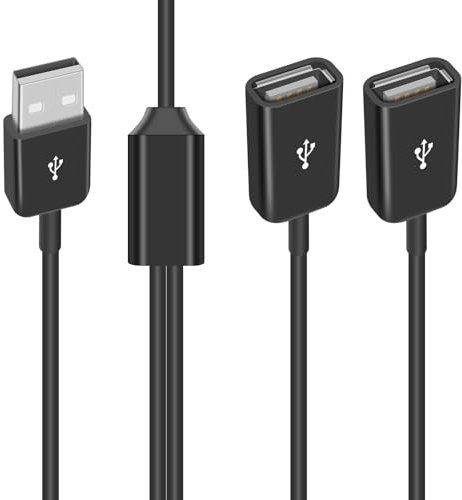 Duttek USB Y Splitter Cable 30cm, USB 2.0 A Male to 2 Dual USB Female Y Splitter Cable support Charging and Data Transfer for Laptop,Mac,TV, PC, HDD (1 in 2 Out)
