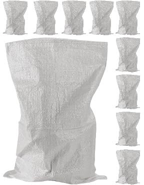 A&A SUPPLIES UK - 10 x Strong Woven Rubble Builder White Rubbish Bags 50 X 80 CM Sacks - Builders Garden Waste Bag - Heavy Duty Polypropylene PP DIY White Jumbo Sack 20 X 30 inches (10)