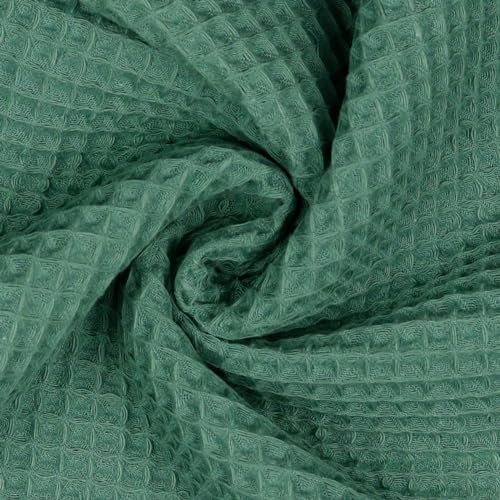 VmG-Store 1m Waffelpique 100% Baumwolle Oeko-Tex KEINE Meterware über 40 Farben zur Auswahl Waffel Stoff (018 I Altgrün)