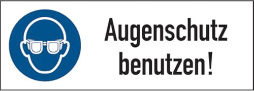 Dreifke® Aufkleber | Kombi-Gebotsschild, Augenschutz benutzen, 74 x 210-210x74 mm Folie selbstklebend