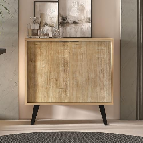 Atelier Mobili Sideboard Buffet – vielseitiger Küchenschrank mit Türen, moderner Esszimmer-Credenza, Flurdekorkonsole, Likör- und Akzentschrank, 80 x 39 x 80 cm (Eiche)