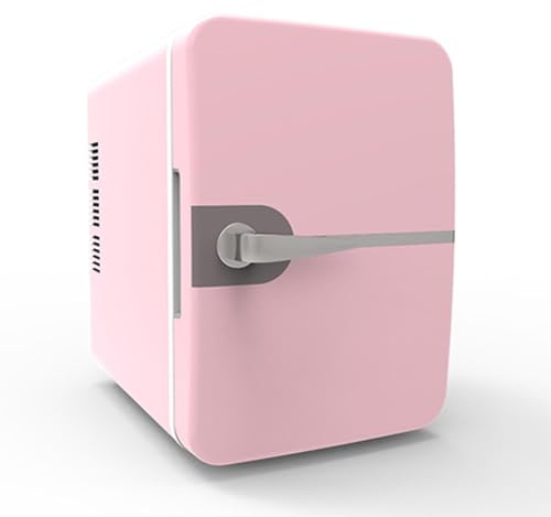 APZKNHDA Noise Reduction Refrigerator, 6L Portable Refrigerator, Convenient Mini Fridge, Mini Freezer with Handle for Stores Cosmetics, Facial Masks, Fruits and Vegetables,Pink-UK