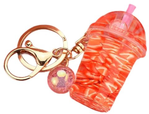 JIMINISO Lovely Watermelon Lemon Fruit Milk Bottle Floating Moving Liquid Quicksand Drift Bottle Keyring For Women Bag Pendant